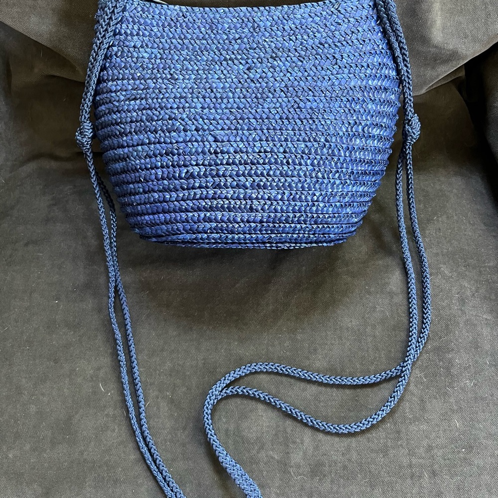 Blue Woven Shoulder Bag